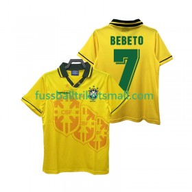 Fußballtrikots Brasilien BEBETO 7 Retro 1994 Kurzarm Heimtrikotsatz kaufen